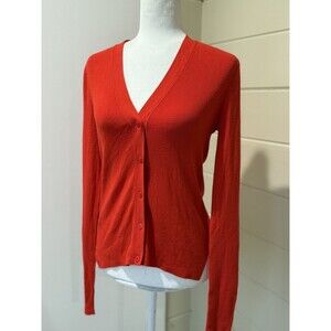 Ann Taylor Loft Cardigan Sweater Womens Size S Red Button Up Long Sleeve